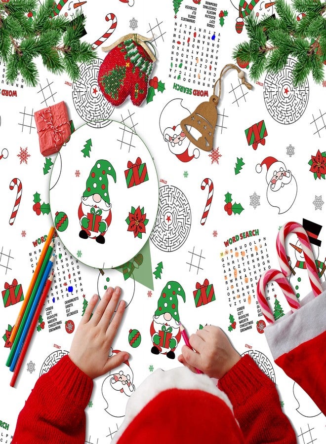 FunnyPars 1 Pack Christmas Tablecloth Xmas Activity Paper Tablecloth Santa Claus Snowman Gnome Color-in Paper Disposable Tablecover for Kids Christmas Winter Holiday Birthday Party Decoration 54X108 Inch - Image 4